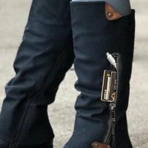 Zippered Black Boots